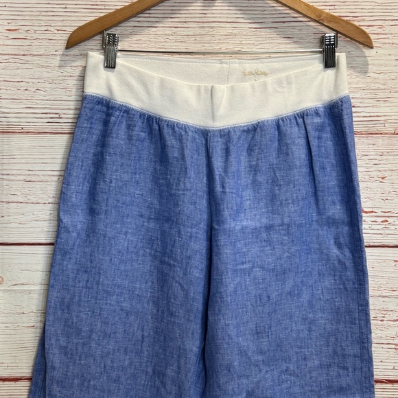Lilly Pulitzer Beach Palazzo Pants in Beckon Blue x Resort White Sz M - Picture 4 of 11